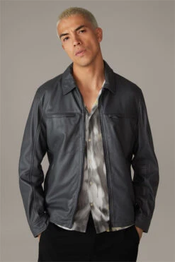 Strellson Lederjacke Overjake, Frost Gray