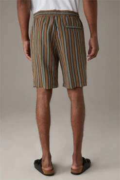 Strellson Streifen-Shorts Kaji, Dunkelbeige/grün -Strellson 9752575836190