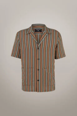 Strellson Streifen-Shirt Clarson, Dunkelbeige/grün -Strellson 9753003655198