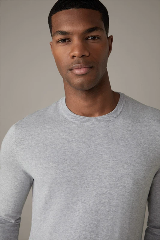 Strellson Baumwoll-Pullover Vincent, Grau Meliert 4 Strellson Baumwoll-Pullover Vincent, Grau Meliert – Bild 2