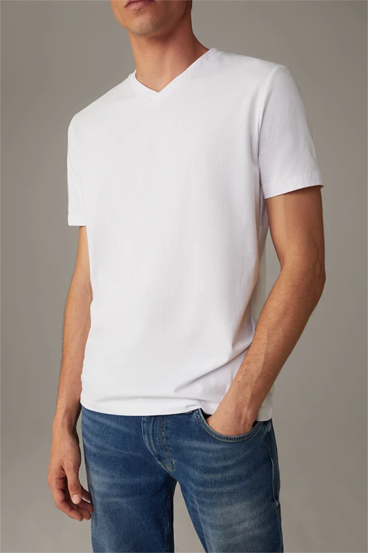 Strellson Cotton Stretch T-Shirt 2er Pack, Weiß 6 Strellson Cotton Stretch T-Shirt 2er Pack, Weiß – Bild 4